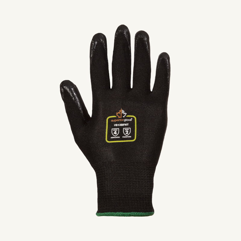 S13BFNT- Dexterity® seamless 13ga knit black nylon, black foam nitrile palm coated S13BFNT- Dexterity® seamless 13ga knit black nylon, black foam nitrile palm coated
